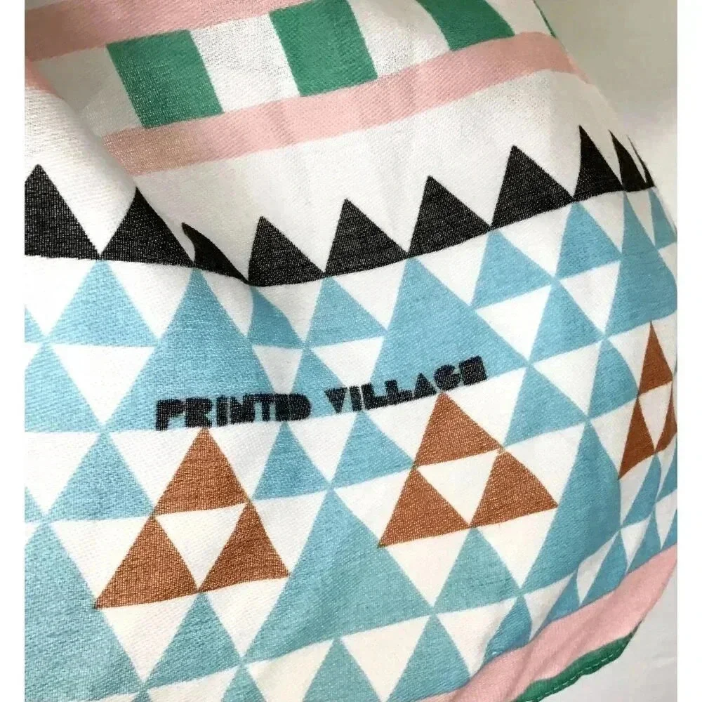 Large Western Scarf Aztec Geometric Printed Village Rectangle Pastels Dupatta